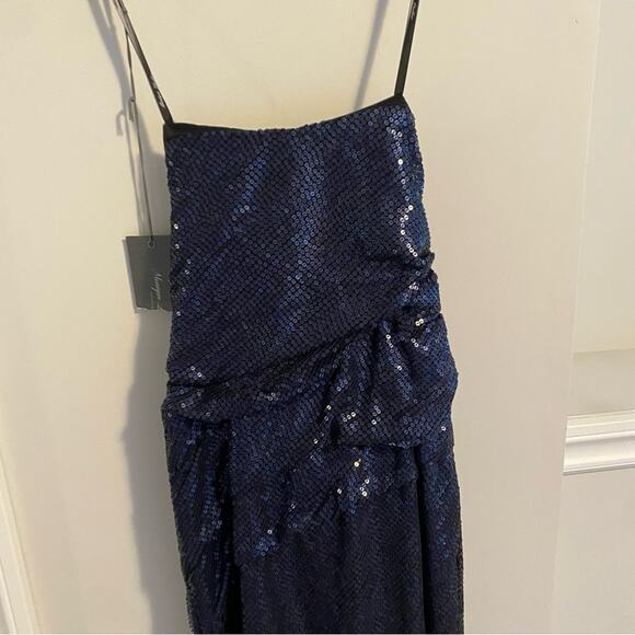 NWT Monique Lhuillier Collection Navy Blue Sequin Strapless Mini Dress 4 - Picture 7 of 12